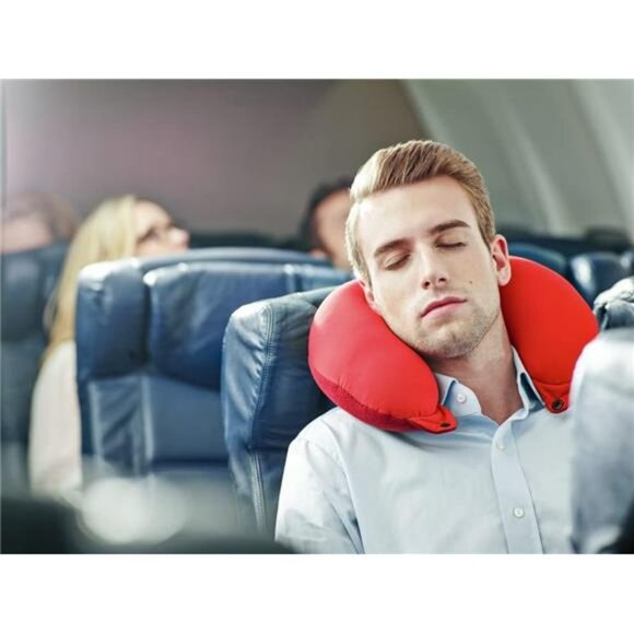 Travel neck pillow micro bead bean filled reversible cushion for airplane car bu - Picture 2 of 7